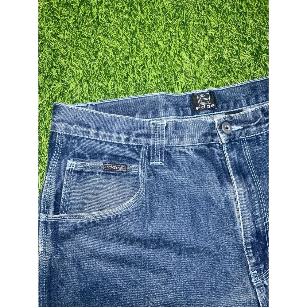Vtg 90s Y2K Edge Baggy Carpenter Jeans Denim Skater Hip Hop Wide Leg Blue